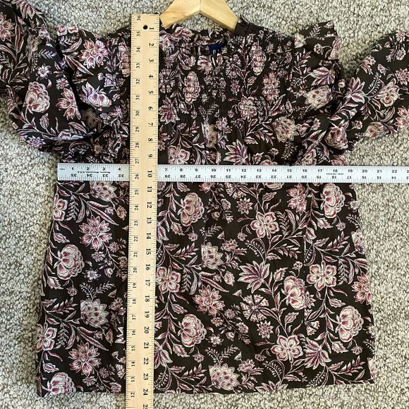 Gap Floral Smocked Ruffle Boho Top, Brown, Size XS - Picture 12 of 12